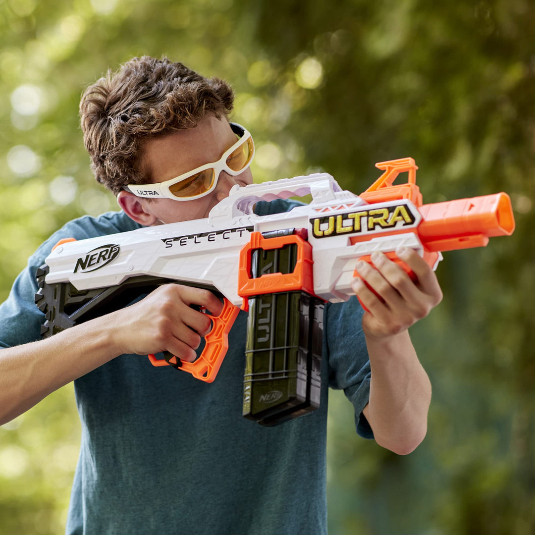 NERF Ultra Select Fully Motorized Blaster, Fire for Distance or Accuracy, Includes Clips and Darts, Compatible Only Ultra Darts
