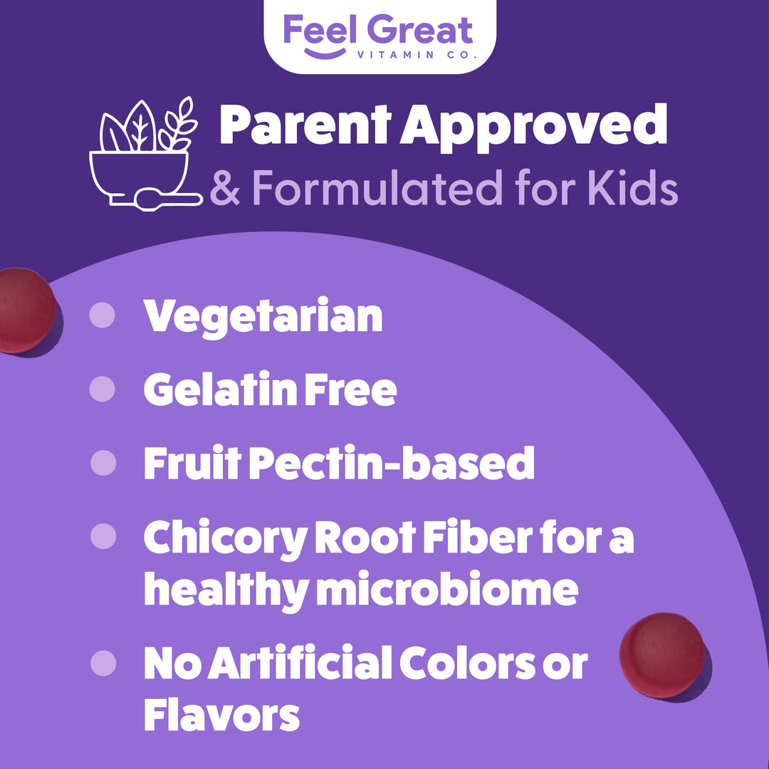 Fiber Gummies for Kids for Digestive Support | Constipation Relief for Kids | Fruity Flavored Chewable Fiber Gummies | Vegetarian Supplements | 60 Day Supply
