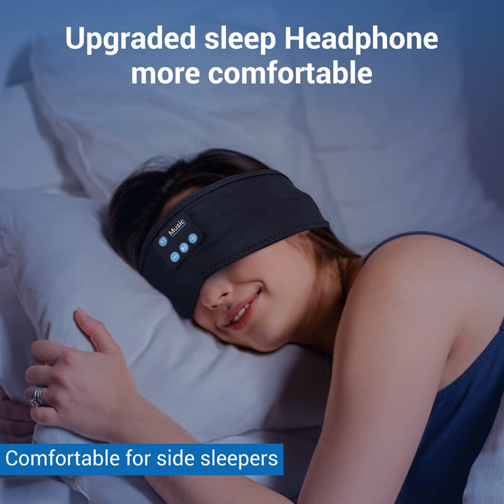 Bluetooth Headband,Headband Headphones Wireless Sleep Headphones with White Noise Mode and Ultra-Thin Speakers for Unisex Sleeping Running Workout Jogging Yoga Insomnia Air Travel (Black)