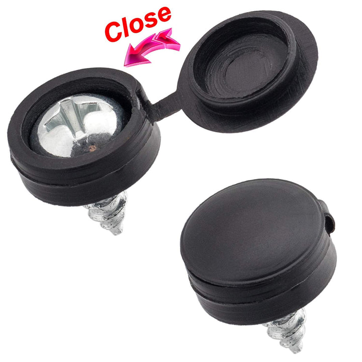180Pcs Colorful Pieces Hinged Screw Cover Caps Plastic Screw Caps Fold Screw Snap Covers Washer Flip Tops (Black, White, Brown) 286