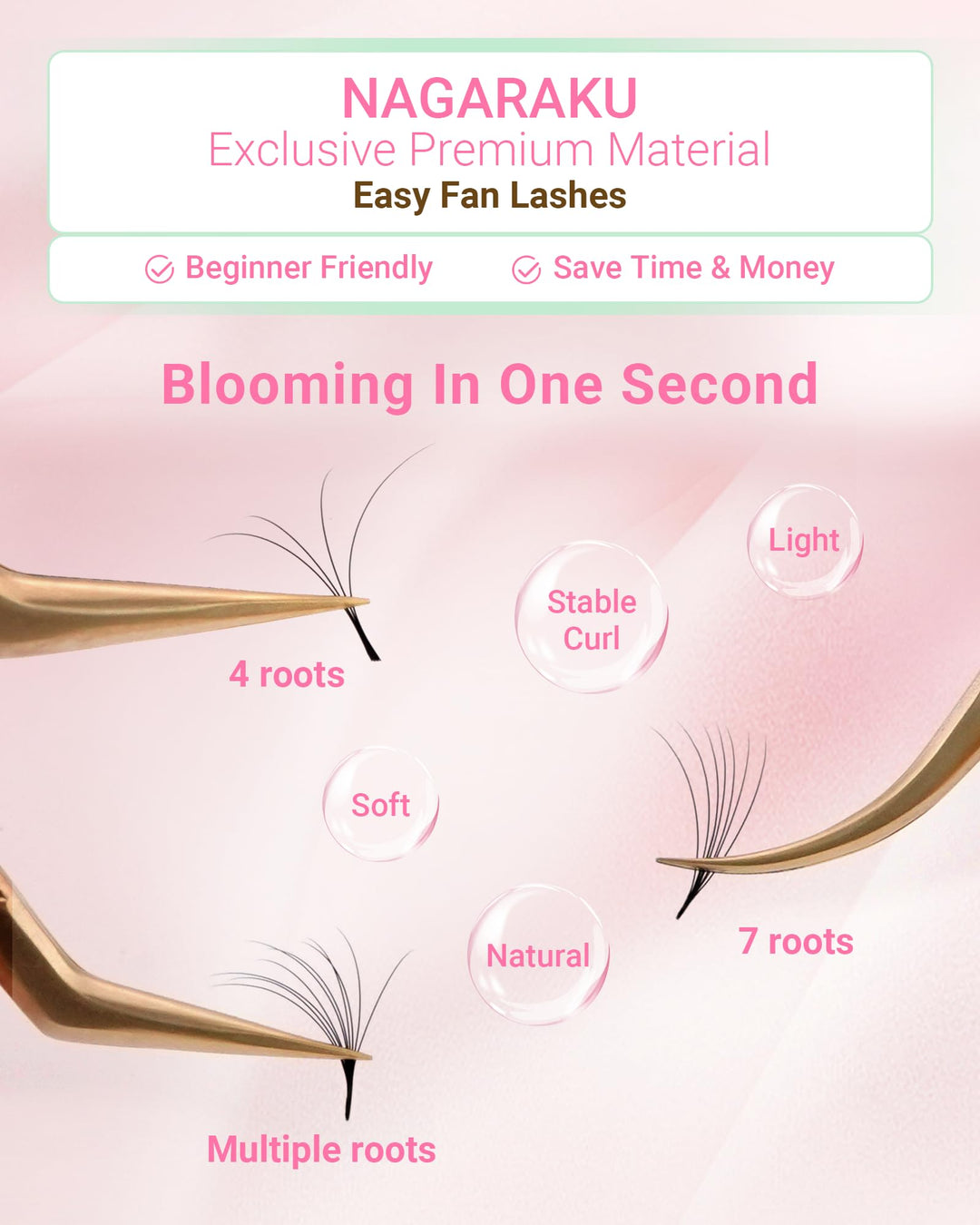 Easy Fan Eyelash Extensions Volume Lash 0.07 C curl 8-15mm Mix Tray Rapid Blooming Faux Mink Cluster For Beginners Soft Professional Lash Supplies