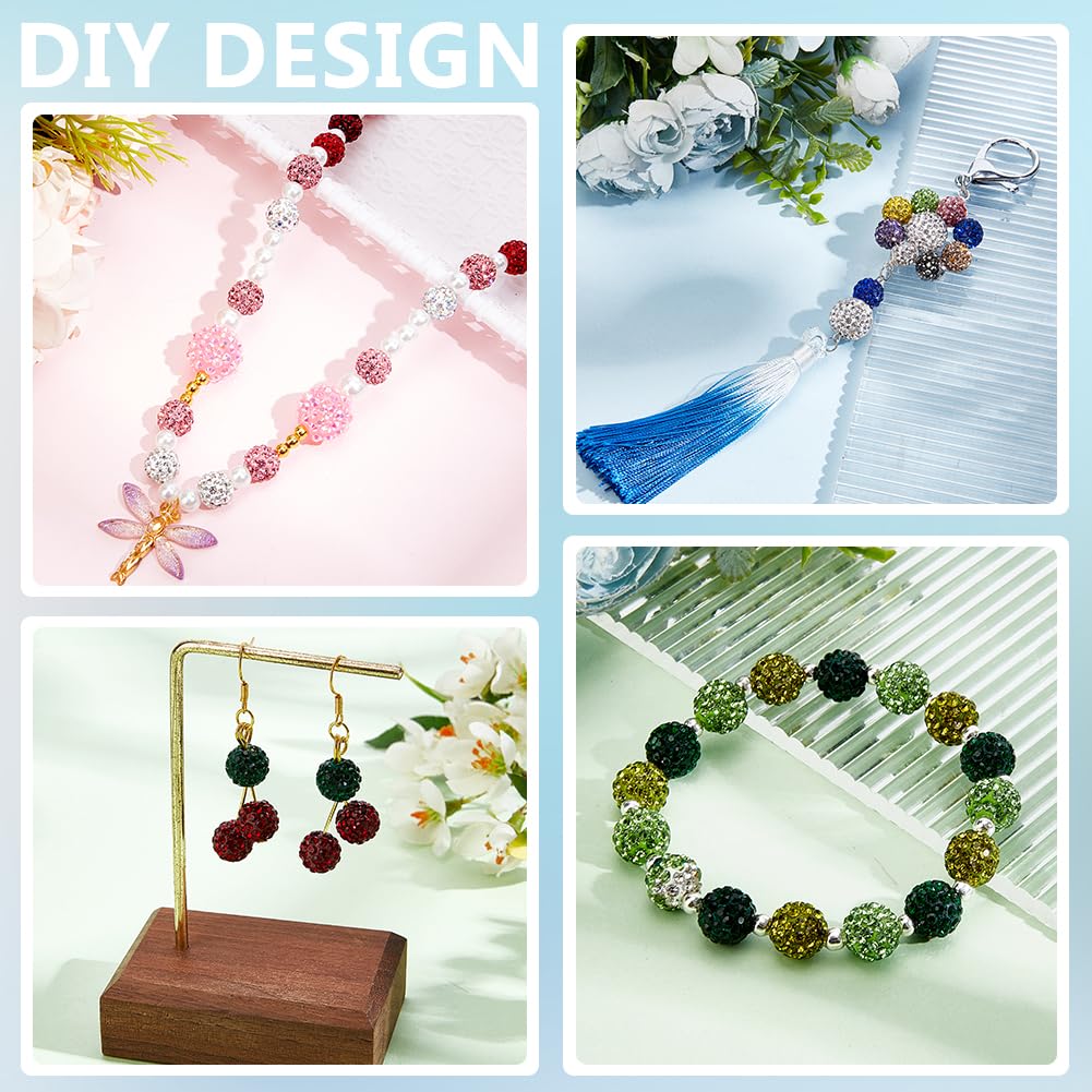 100pcs 10mm Green Rhinestone Beads Green Polymer Clay Beads Crystal Beads Pave Disco Ball Clay Beads Round Diamond Clay Beads for Necklace Bracelet Jewelry Making DIY Crafts