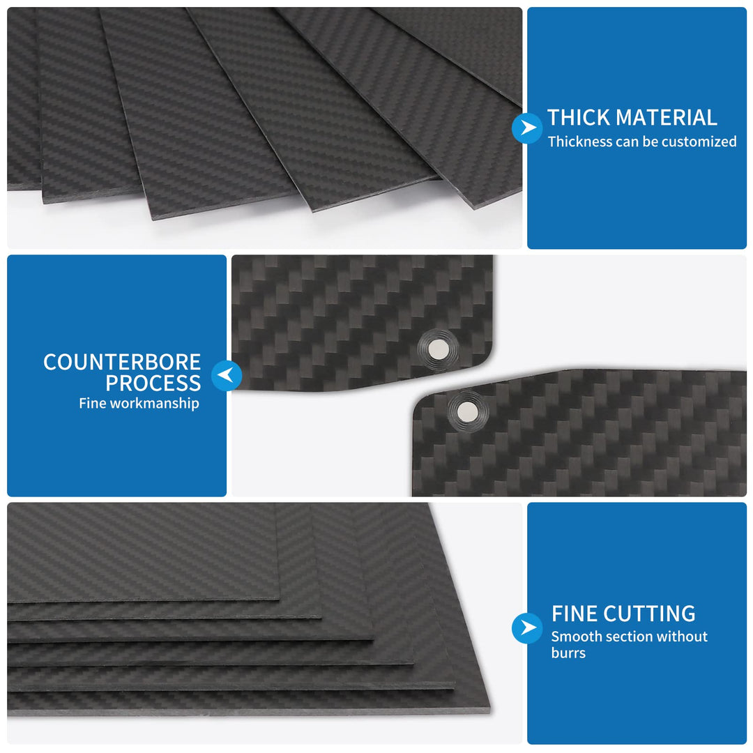 Carbon Fiber Sheet 200x300x2mm Available in 1mm 2mm 3mm Thickness– Durable Carbon Sheet with Twill Weave & Matte Finish – 3K Carbon Fiber Plate Panel Board – Waterproof & UV Resistant
