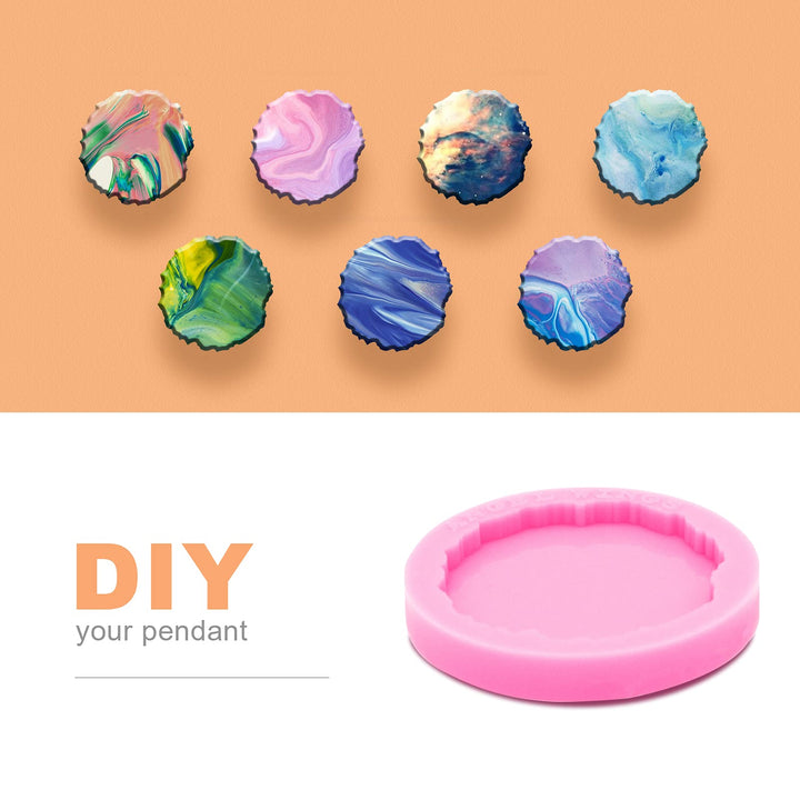 Shiny Glossy Irregular Round Shape Silicone Mold for 1.8 Inch/4.6cm Badge Reels Epoxy Craft Resin Mold Keychain Silicone Mould for DIY Handmade Jewelry Making Silicone Molds Polymer Clay Mold