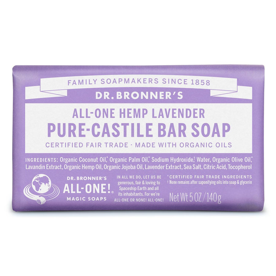 - Pure-Castile Bar Soap (Lavender, 5 ounce) - Made with Organic Oils, For Face, Body and Hair, Gentle and Moisturizing, Biodegradable, Vegan, Cruelty-free, Non-GMO