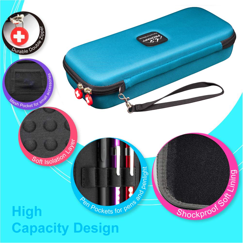 Hard Stethoscope Case, Large Stethoscope Carrying Case with ID Slot, Compatible with 3M Littmann/ADC/Omron/MDF Stethoscope Includes Mesh Pocket for Nurse Accessories (Turquoise)