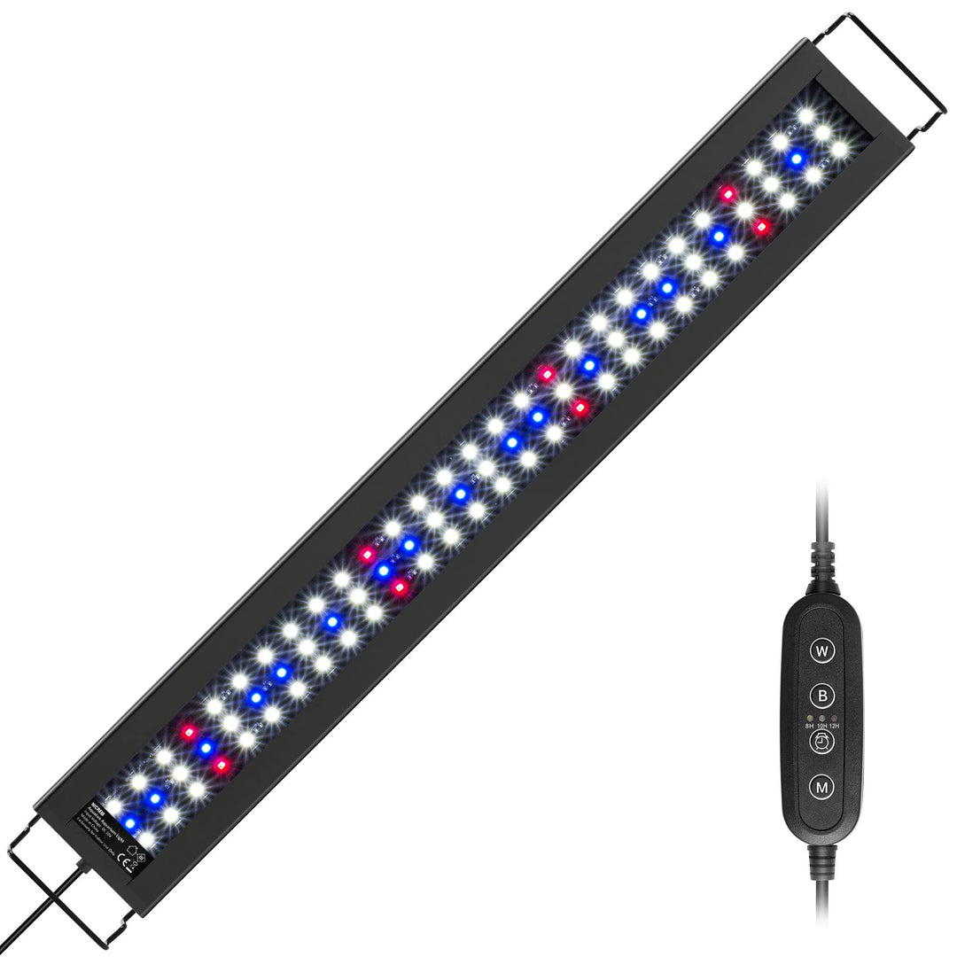 Full Spectrum Planted LED Aquarium Light, with Timer, for Freshwater Fish Tank, IP67, 24-30 Inch, 16 Watts
