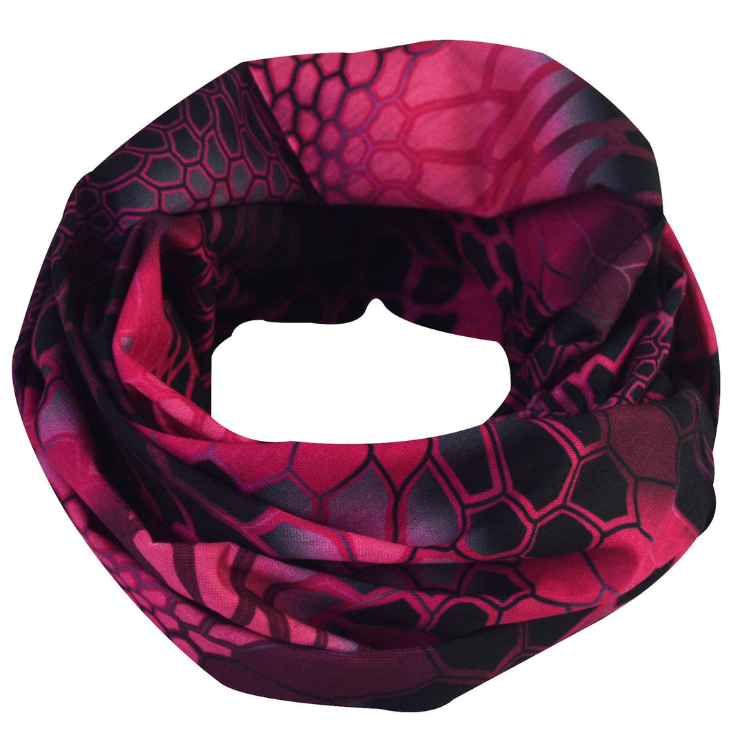 Bandana Face Mask for Sun Dust Wind Protection Breathable Seamless Face Mask Headband Bandana Women Thin Neck Gaiter for Motorcycle Fishing Hunting Outdoor Sport (Python Skin Black Gray Pink)