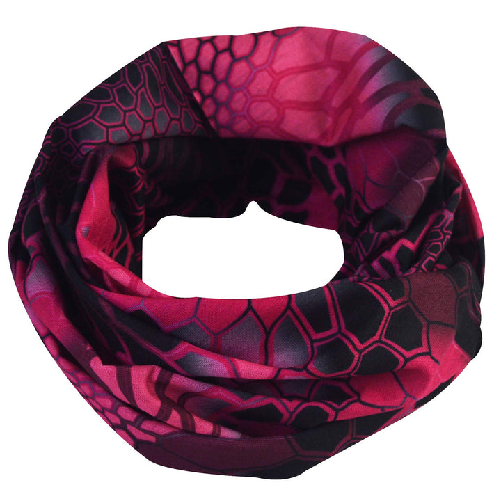 Bandana Face Mask for Sun Dust Wind Protection Breathable Seamless Face Mask Headband Bandana Women Thin Neck Gaiter for Motorcycle Fishing Hunting Outdoor Sport (Python Skin Black Gray Pink)