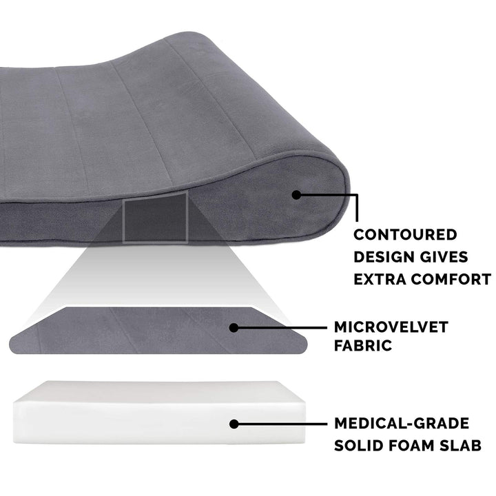 Orthopedic Dog Bed for Large Dogs w/ Removable Washable Cover, For Dogs Up to 75 lbs - Microvelvet Luxe Lounger Contour Mattress - Gray, Jumbo/XL