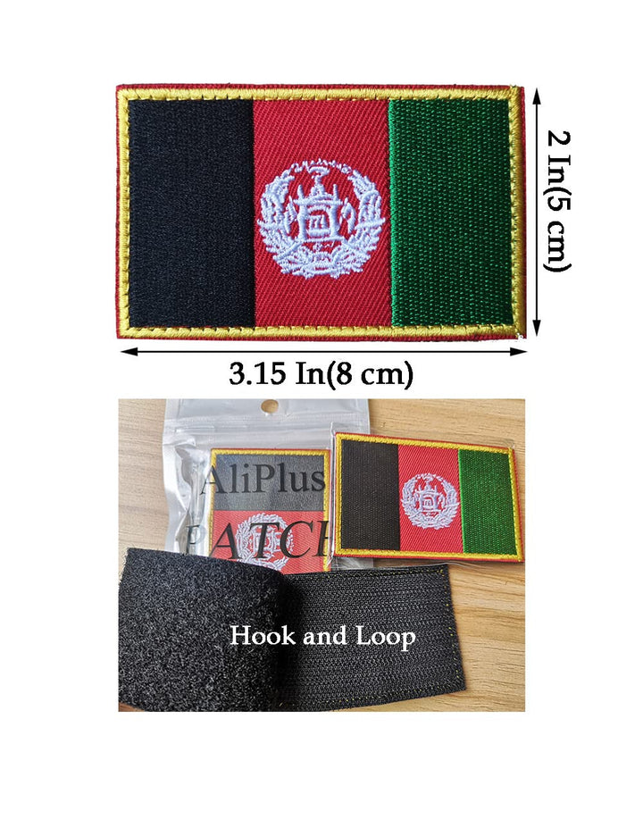 2 PCS Afghanistan Flag Patches Embroidered Tactical Military Morale Patch Applique Fastener Hook and Loop