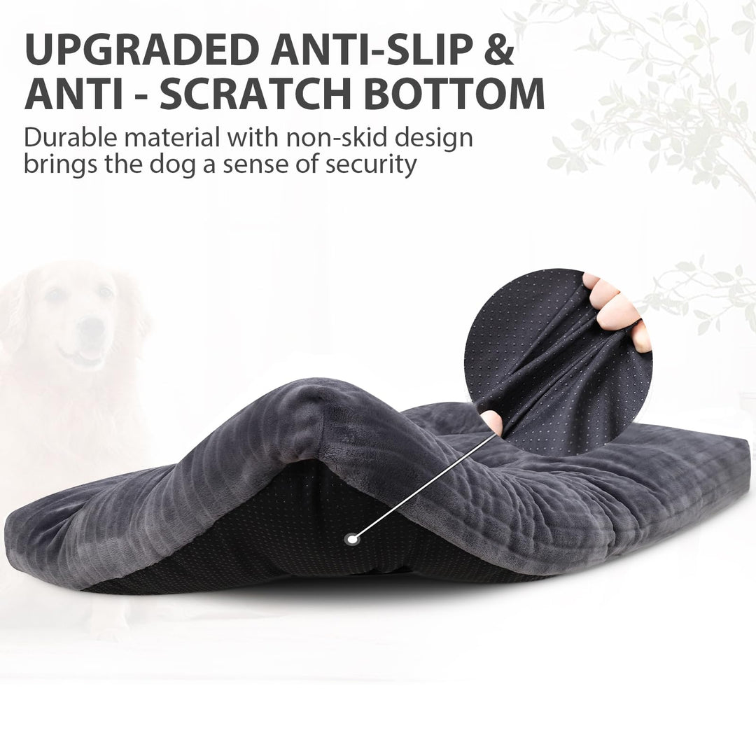 Dog Crate Bed Washable Dog Beds for Extra Large Dogs Deluxe Thick Flannel Fluffy Comfy Kennel Pad Anti-Slip & Anti-Scratch Pet Sleeping Mat, 41 x 27 Inch, Gray