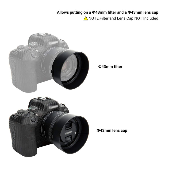 Lens Hood for Canon RF 50mm F1.8 STM on EOS R6 R5 RP R Camera, Reversible Lens Shade Replace Canon ES-65B Lens Hood, Compatible with 43mm Filters and 43mm Lens Cap