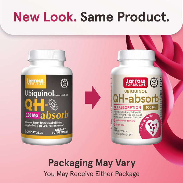 QH-Absorb, 100 mg, Ubiquinol Dietary Supplement for Healthy Cardiovascular Function, 60 Softgels, 60 Day Supply