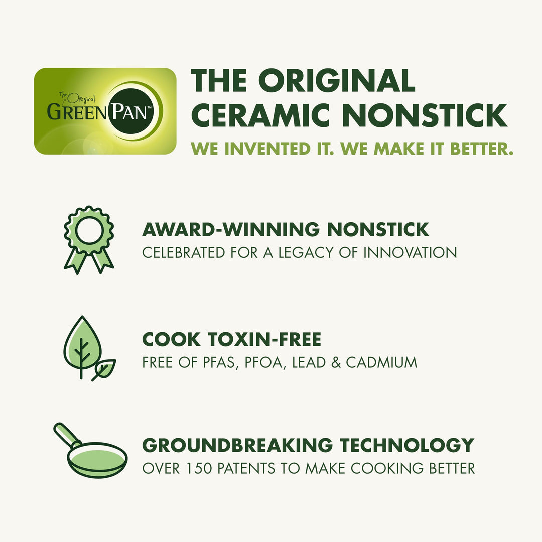Reserve Hard Anodized Healthy Ceramic Nonstick 10 and 12 Frying Pan Skillet Set, Gold Handle, PFAS-Free, Dishwasher Safe, Oven Safe, Julep Green