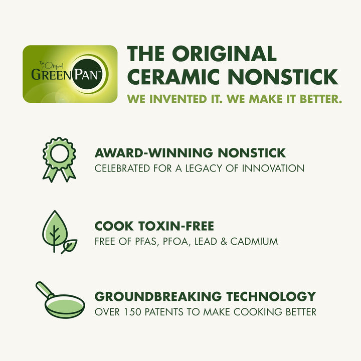 Reserve Hard Anodized Healthy Ceramic Nonstick 10 and 12 Frying Pan Skillet Set, Gold Handle, PFAS-Free, Dishwasher Safe, Oven Safe, Julep Green