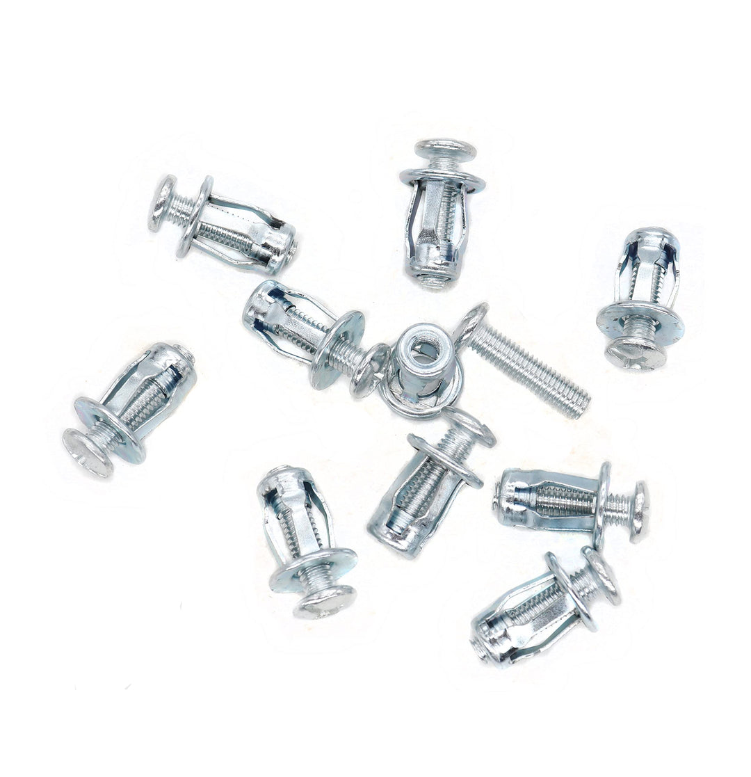 10-Pack M5x25mm Jack Nuts Petal Nuts Expansion Nut Thins Fixings Dowels with Screws Assembly for Hollow Wall Iron Skin Line Use in Thin Soft Wall
