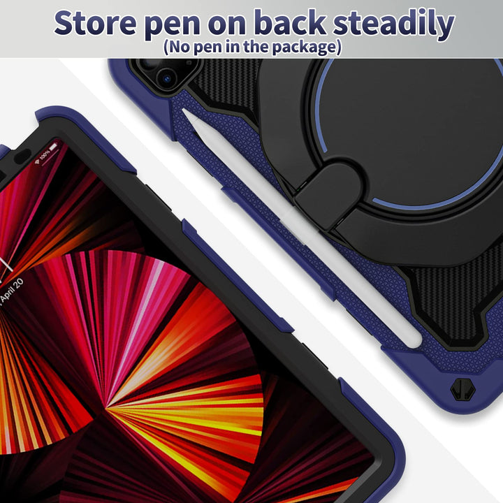 for iPad Air 5th 4th Generation Case 10.9 inch and iPad Pro 11 inch Case 4th 3rd 2nd 1st Gen for Kids (Without Screen Protector), 360 Kickstand Handle Shoulder Strap Case