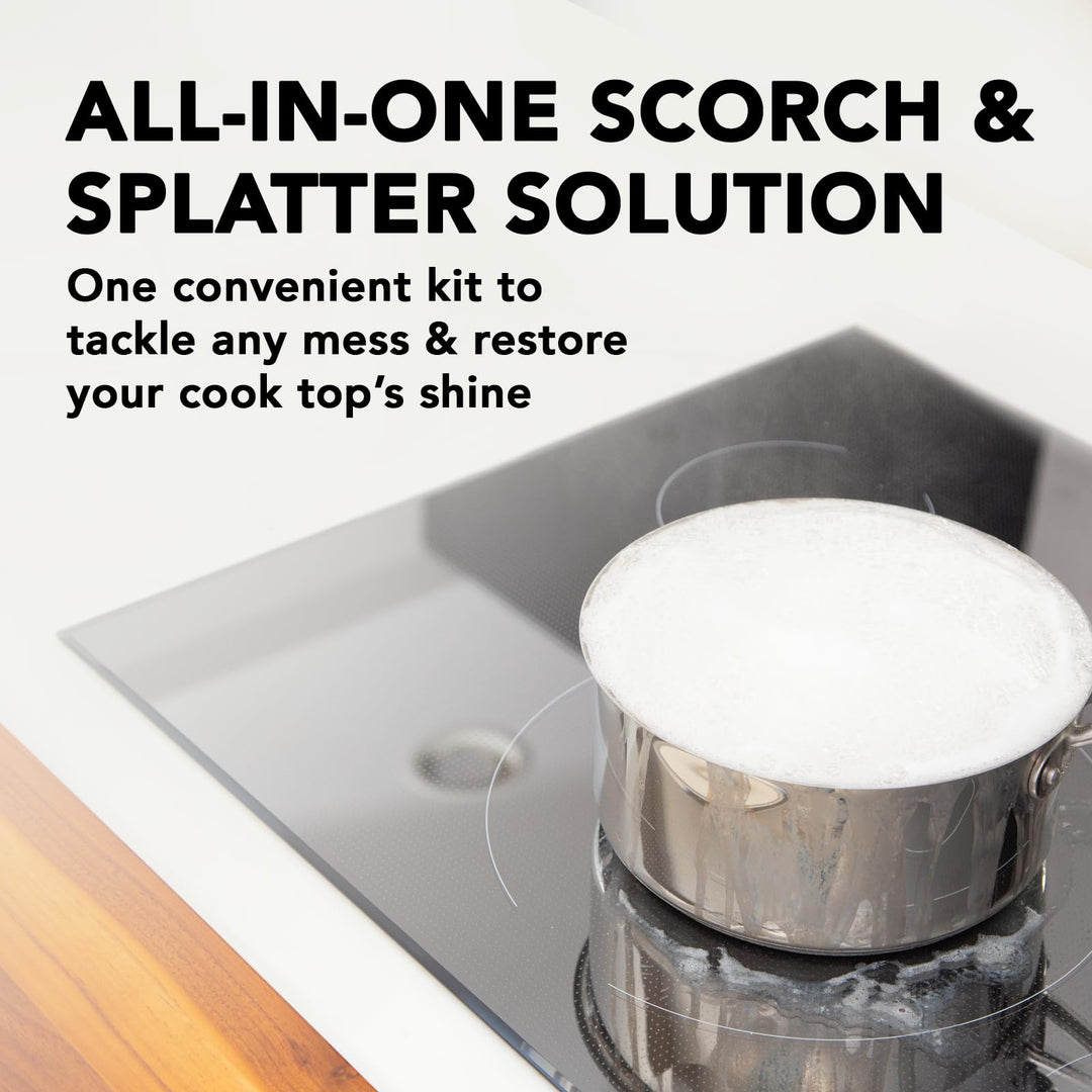 Cooktop and Stove Top Cleaner Kit - Glass Cook Top Cleaner and Polish 10 oz. Scrubbing Pad, Cleaning Tool, Razor, Scraper