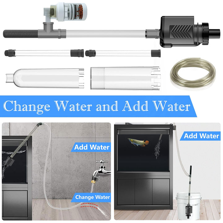 Electric Aquarium Gravel Cleaner, 317GPH DC 24V/24W Automatic Fish Tank Cleaning Tool Set Removable Vacuum Water Changer Sand Washer Filter Changer