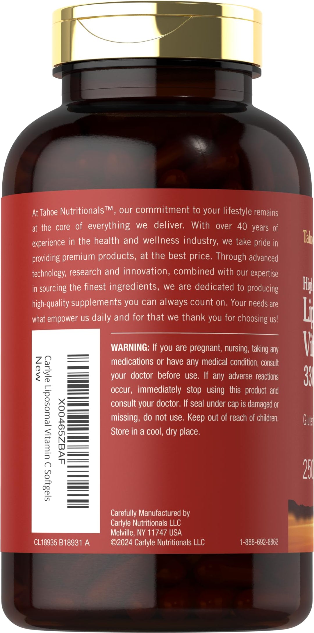 Liposomal Vitamin C Complex | 3300mg | 250 Softgels | High Potency | Non-GMO, Gluten Free Supplement