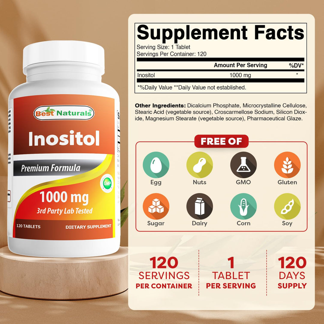 Inositol 1000mg 120 Tablets - Also Called Vitamin B8