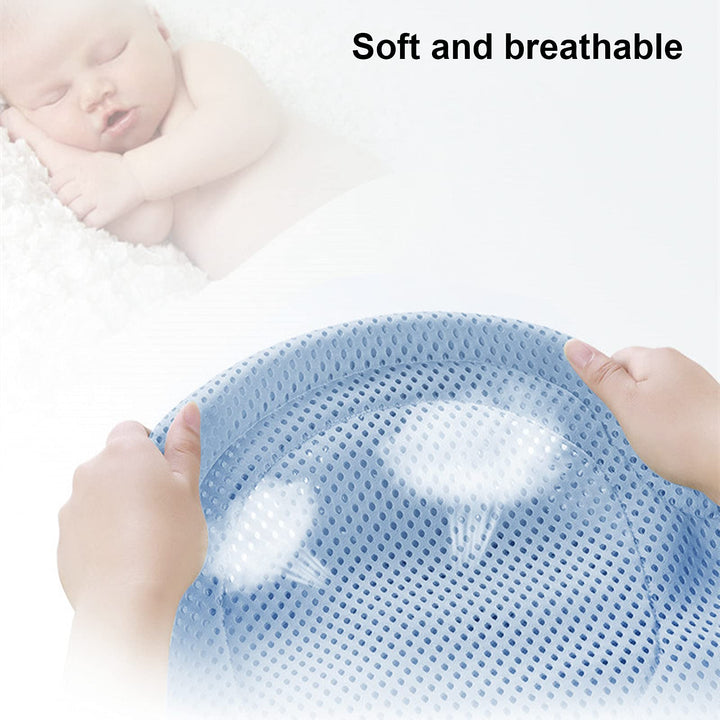 Cute Baby Bather Newborn Bath Tub Sling Pad Adjustable Bathtub Shower Mesh Non-Slip Infant Bath Support Seat Net 0-12 Month (Blue)