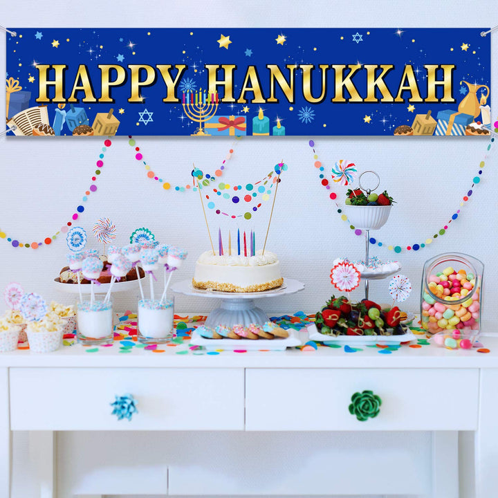 Happy Hanukkah Banner Chanukah Party Decorations Home Outdoor Yard Sign Festive Decor Party Supplies