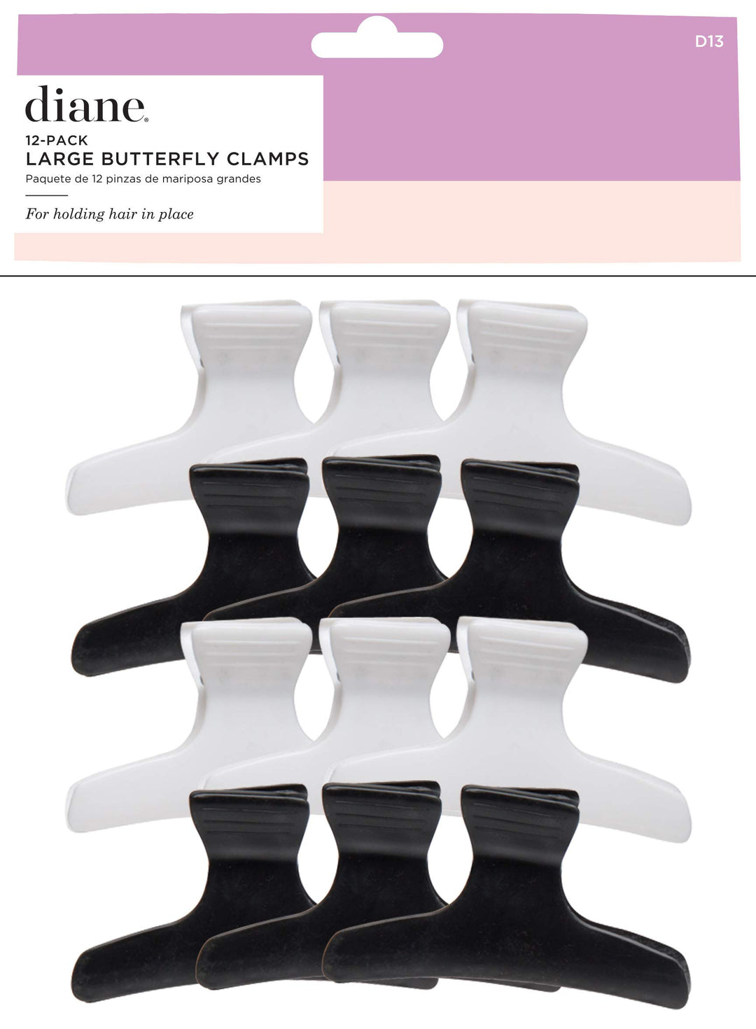 Large Butterfly Clamps for Sectioning, Haircutting, Blow Drying, Butterfly Hair Clips for Women and Girls, 3.25”, Black and White (12 Pack)