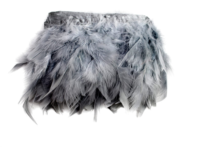 2 Yard Long Turkey Chandelle Turkey Fluff Feather Fringe Trim,Dress Sewing Clothes Accessories. 6-7 Height Garment Accessories Feather DIY (Grey)