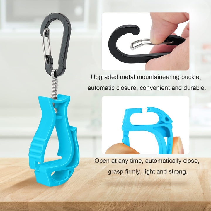 6 Pieces Blue Glove Clips for Work, Helmet, Tool, Mask, Towel, Glove and Duty Storage