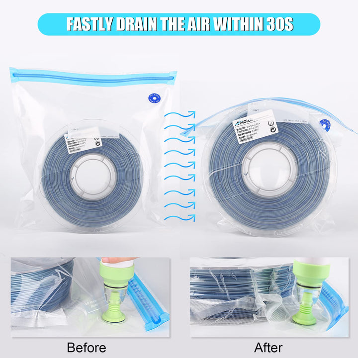 3D Printer Filament Storage Bag Vacuum with Two Sizes - 45 PCS Spool Storage Sealing 12 Bags Dust Proof Humidity Resistant for Keeping Filament Dry