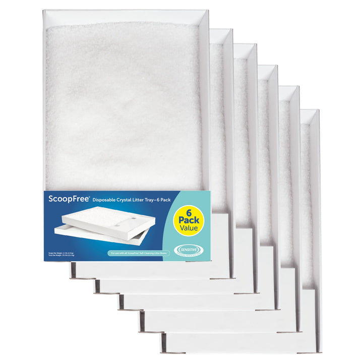 ScoopFree Crystal Cat Litter & Refill Tray, Fragrance Free, 4.3 Lb Bag with Each Tray, Pack of 6
