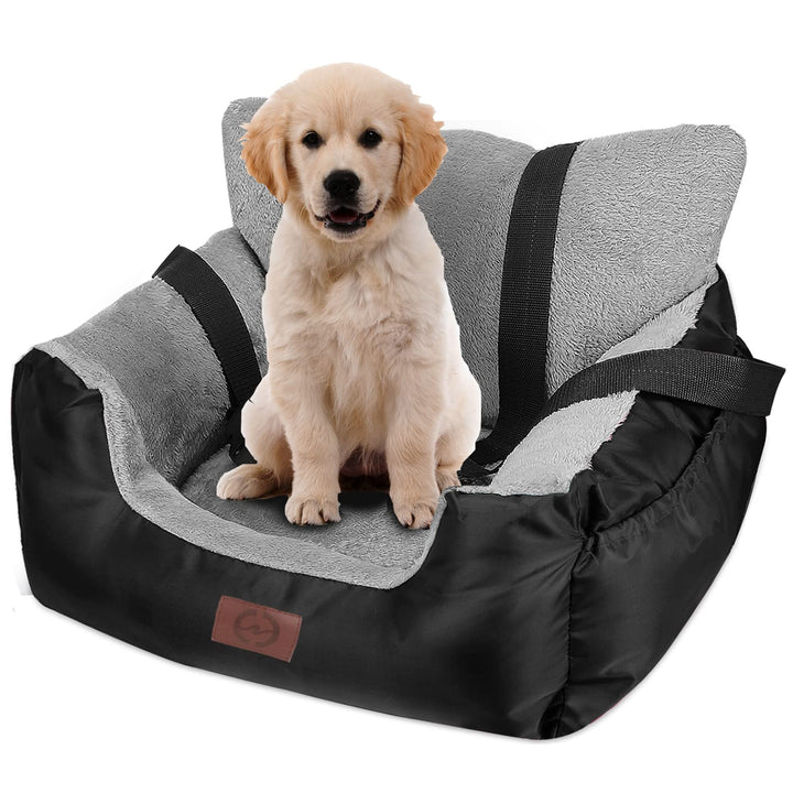 Dog Car Seat for Small Dogs, Warm Soft Pet Car Seat Washable Dog Car Bed with Storage Pocket and Clip-On Safety Leash Portable Car Travel Carrier Booster Seats