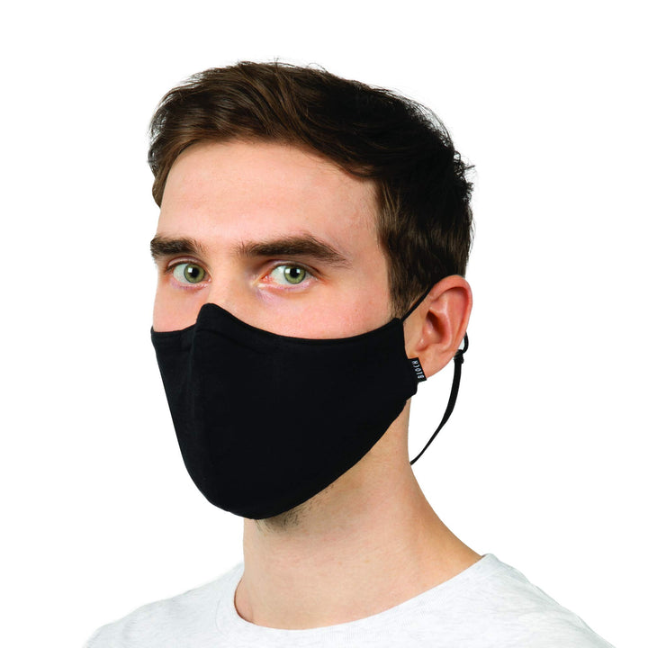 unisex adult Soft Stretch Reusable With Lanyard and Moldable Nose Pad (Pack of 3) Face Mask, Black, One Size US