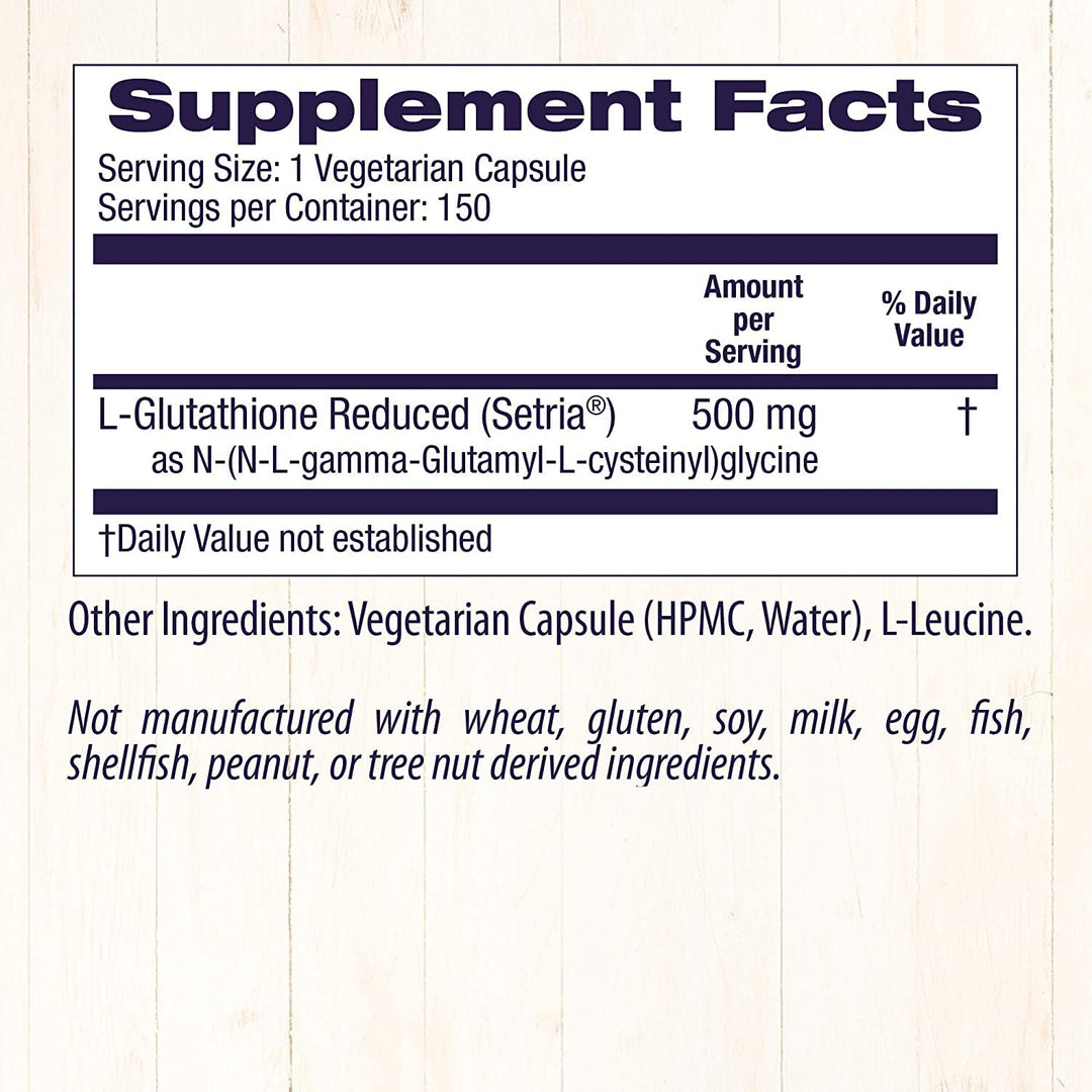 L-Glutathione Natural 500 MG Reduced, 150 Count