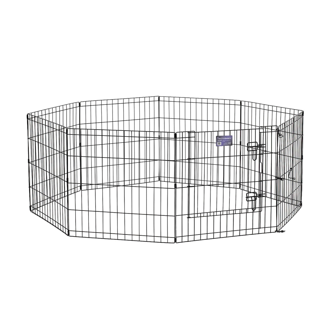 Dog Exercise Pen & Playpen, 24 W x 24 H, with Door, Black