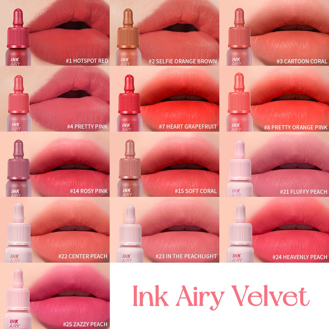 Ink Airy Velvet Lip Tint, Liquid Lip (0.14 fl oz, 008 PRETTY ORANGE PINK)