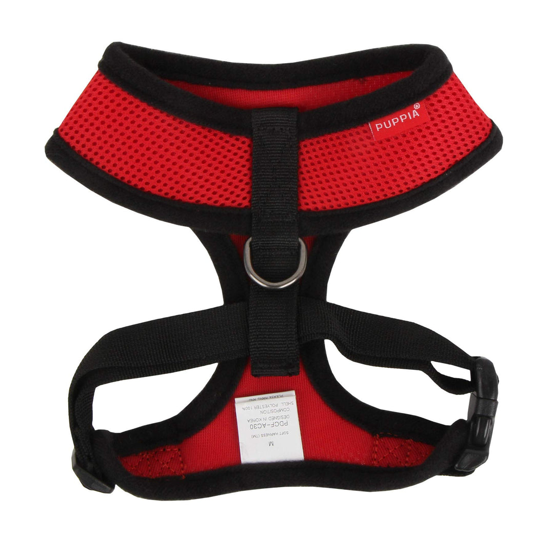 Soft Dog Harness No Choke Over-The-Head Triple Layered Breathable Mesh Adjustable Chest Belt and Quick-Release Buckle, Red, Small