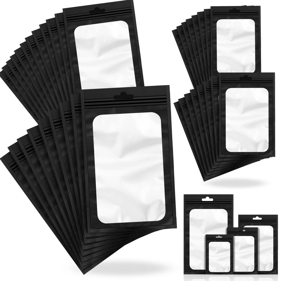 120 Pieces Smell Prevent Bags Polyester Film Bags Aluminum Metallic Foil Bag for Food Storage, Packaging Products, Smell Prevent Bags, 4 Sizes (Black)