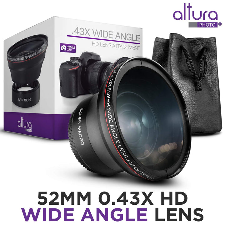 52MM 0.43x Professional HD Wide Angle Lens (w/Macro Portion) for Nikon D7100 D7000 D5500 D5300 D5200 D5100 D3300 D3200 D3100 D3000 DSLR Cameras