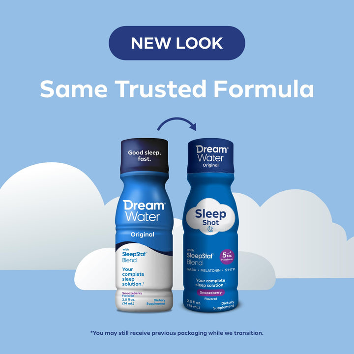 Sleep Aid Supplement Drink; Melatonin 5mg, GABA, 5-HTP; Zero sugar, Natural flavors, No added colors, 2.5 oz liquid sleep shots, Snoozeberry, 24-Count
