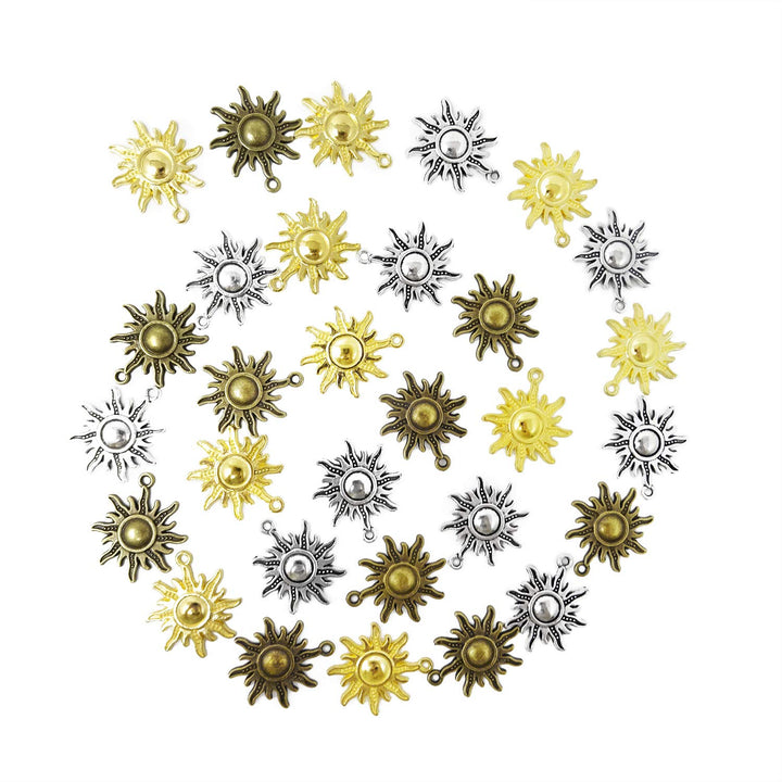 30PCS Antique Alloy Sun Charms Pendant DIY Craft Jewelry Making Accessory