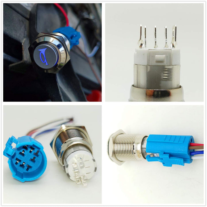 Viping Car Horn Button Switch momentary Push Button Switch 12V 16mm LED On/Off Switch Reset Switch Button Metal momentary Speaker Horn Switch Power Metal Toggle Switch Car Boat Motorcycle DIY Switch