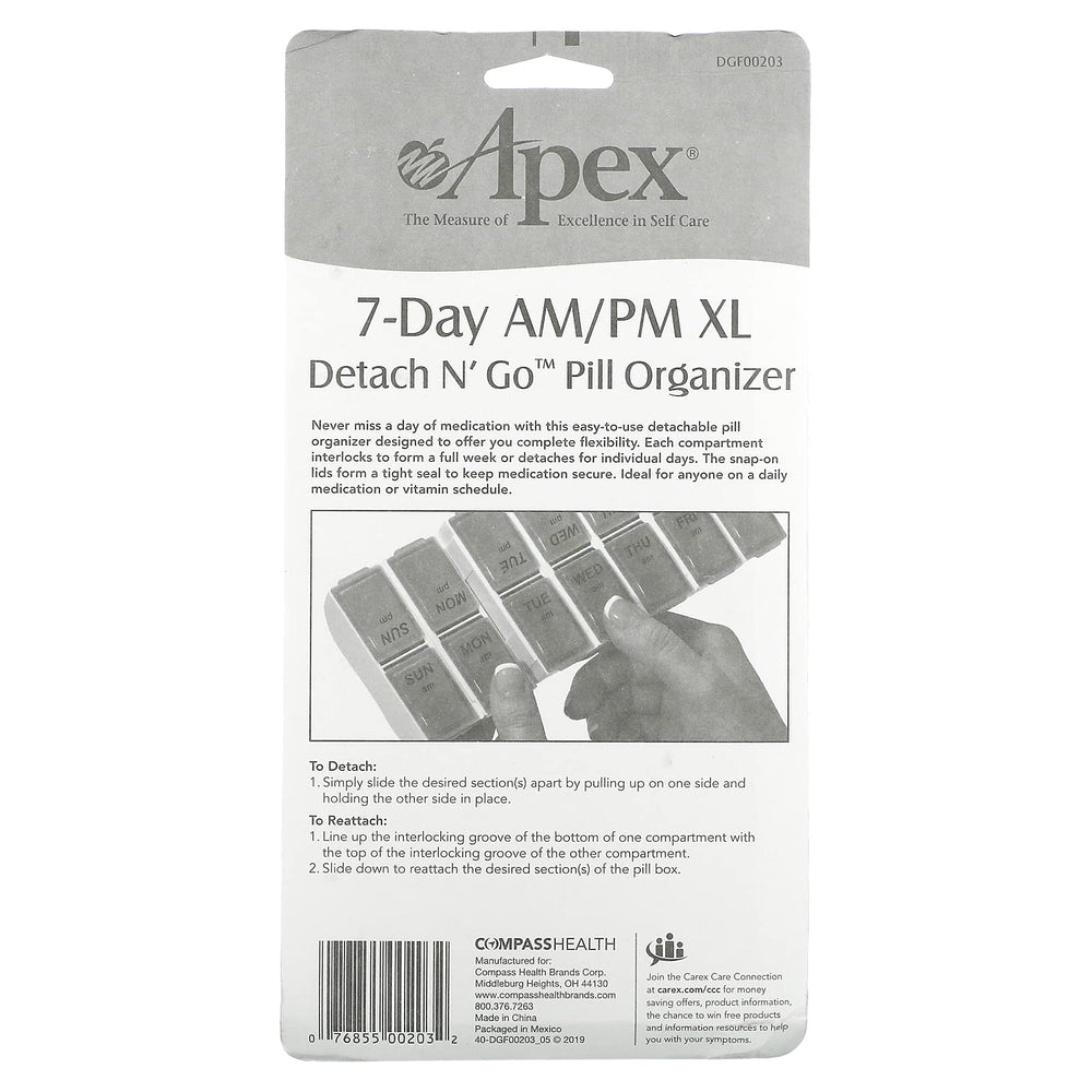 DSS 7-Day AM/PM Extra Large Detach N' Go Pill Organizer Each One