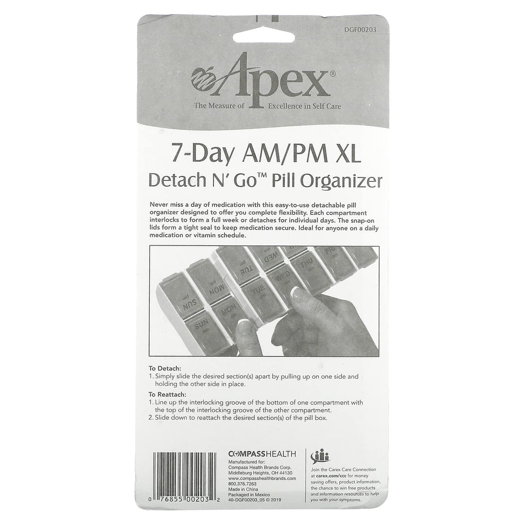 DSS 7-Day AM/PM Extra Large Detach N' Go Pill Organizer Each One