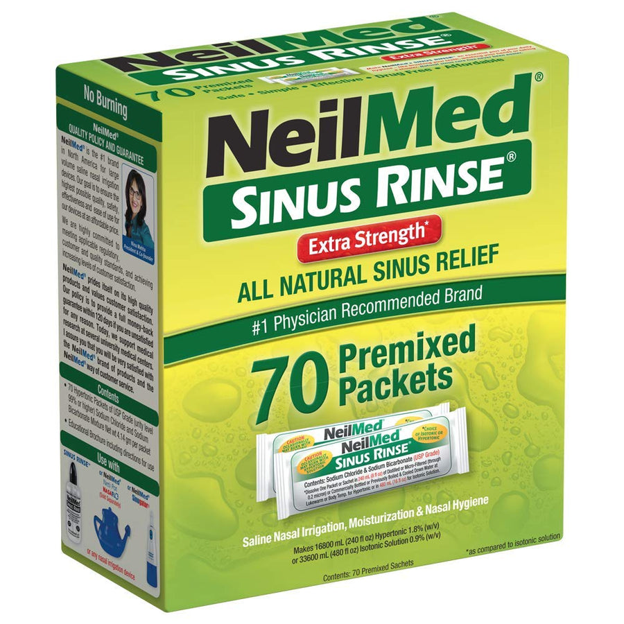 's Sinus Rinse Extra Strength Pre-Mixed Hypertonic Packets, 70-Count Boxes (Pack of 2)
