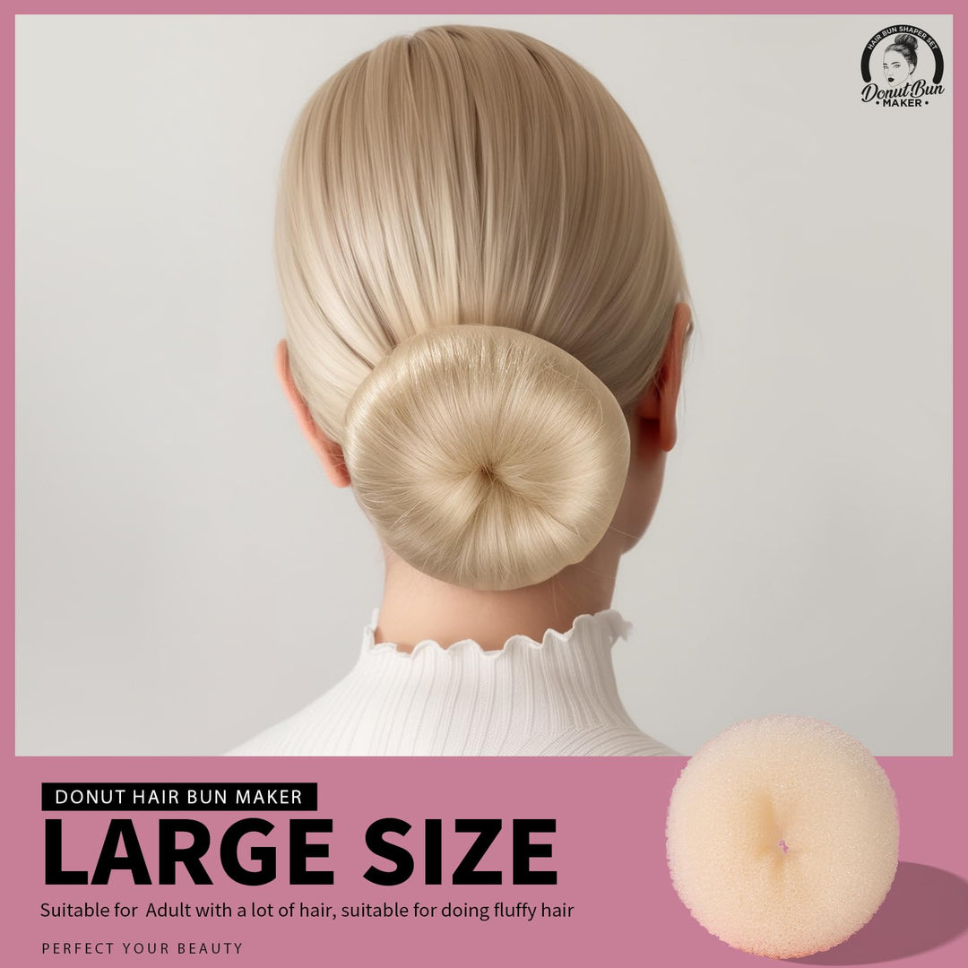 Hair Bun Shaper SetÅ’ 4 Hair Pcs Donut Bun Maker(Extra-large, Large, Medium, Small) with Large Bobby Pins Blonde 20pcs, Doughnuts Ring Styler Maker