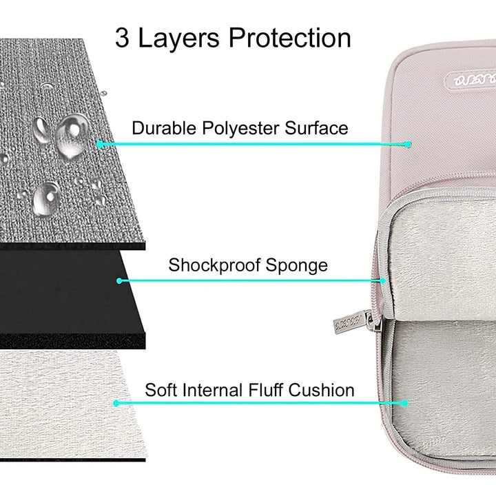 Laptop Sleeve Bag Compatible with MacBook Air/Pro, 13-13.3 inch Notebook, Compatible with MacBook Pro 14 inch M3 M2 M1 Chip Pro Max 2024-2021, Polyester Vertical Case with Pocket, Stone Gray