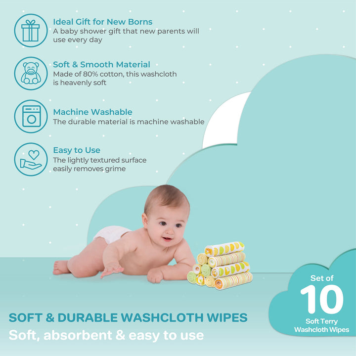 10 pack Soft Terry Washcloth, Yellow